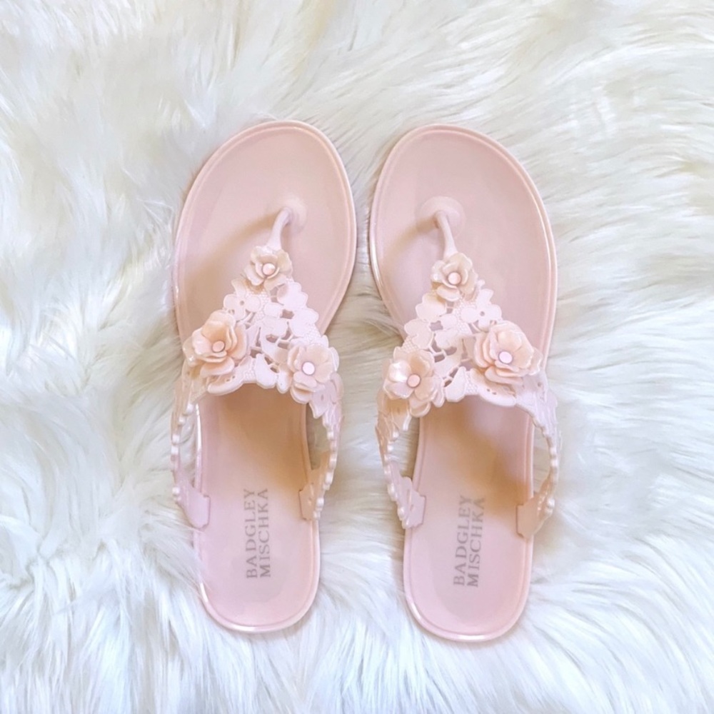 Badgley Mischka Light Pink Bali Jelly Flip Flops - Picture 2 of 8